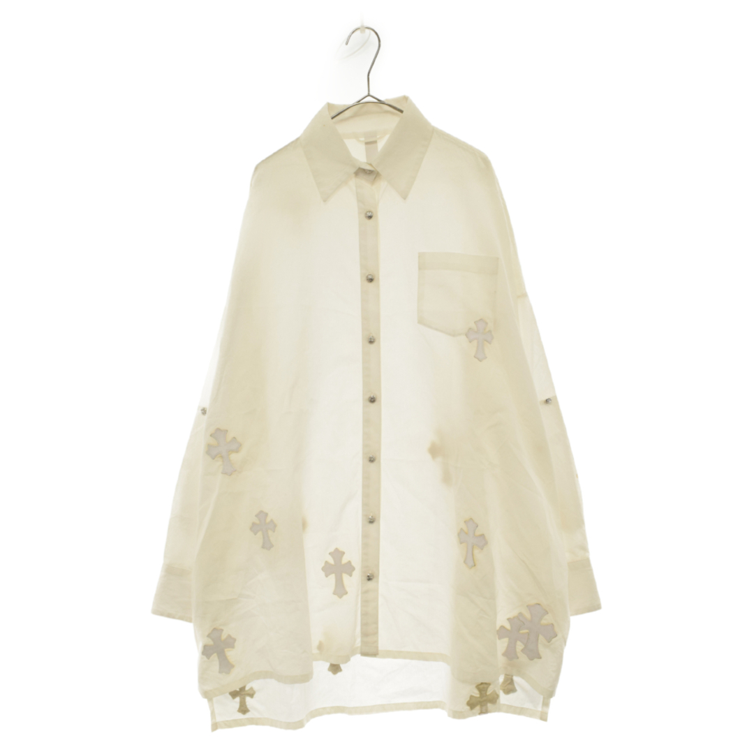 CHROME HEARTS クロムハーツ MAHAL KITA SHIRT マハルキタ クロスパッチクロスボタン長袖シャツ ホワイト ※タグ欠損