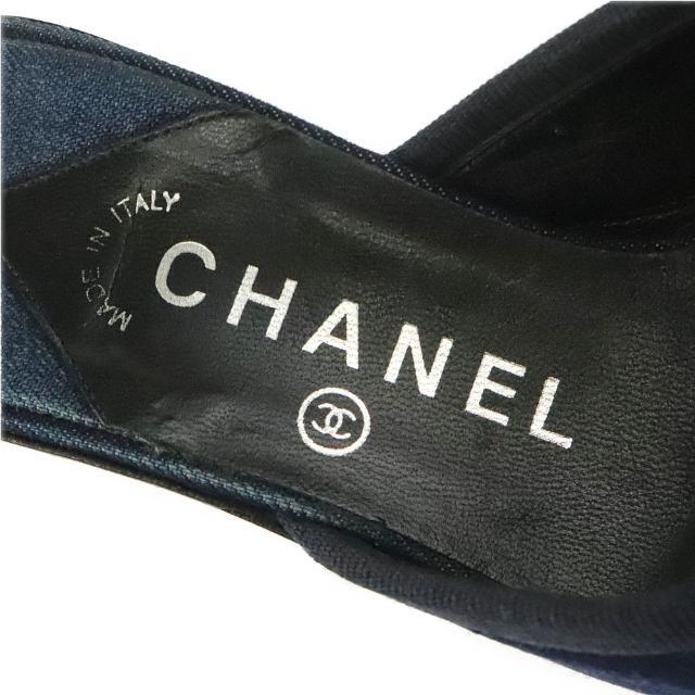 シャネル CHANEL ミュール サンダル ココマーク リボン サイズ37 約