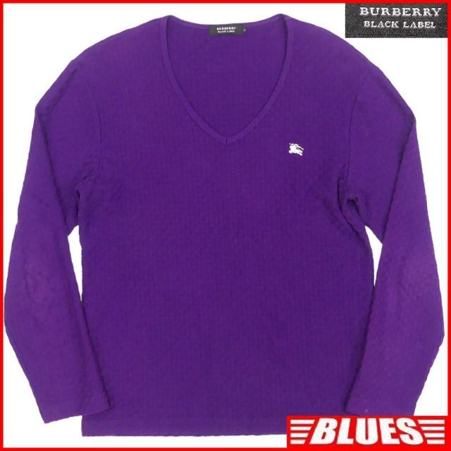 廃盤 バーバリー シャツ M メンズ カットソー 長袖 刺繍 紫 TY2273のサムネイル