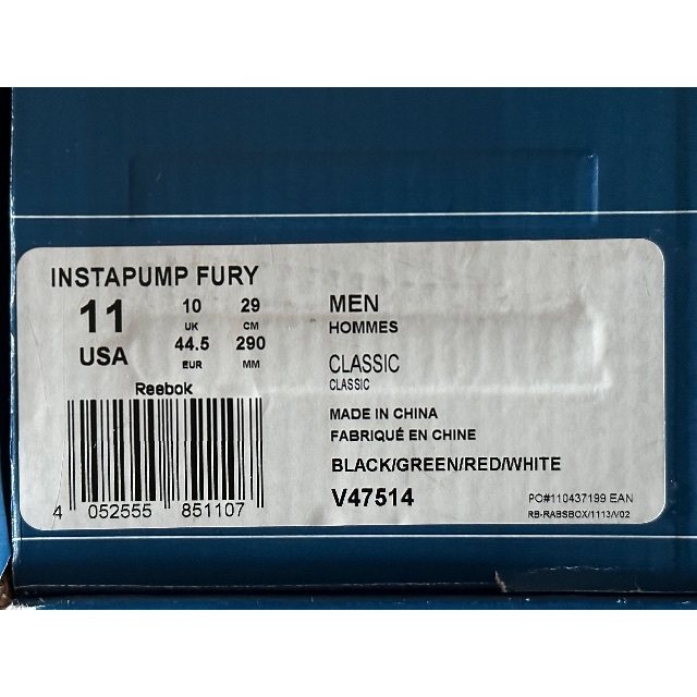 INSTAPUMP FURY（Reebok）(インスタポンプフューリー)の【専用】REEBOK CLASSIC INSTAPUMP FURY 29cm メンズの靴/シューズ(スニーカー)の商品写真