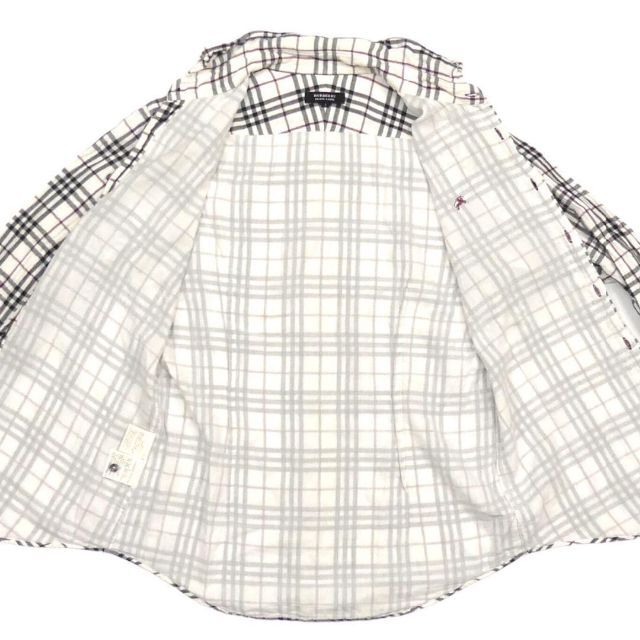 廃盤 バーバリー ノバチェックシャツ M メンズ 刺繍 白 長袖 TY2271 3