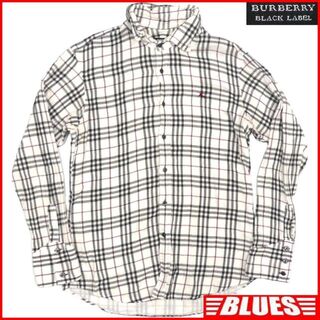 バーバリーブラックレーベル(BURBERRY BLACK LABEL)の廃盤 バーバリー ノバチェックシャツ M メンズ 刺繍 白 長袖 TY2271(シャツ)