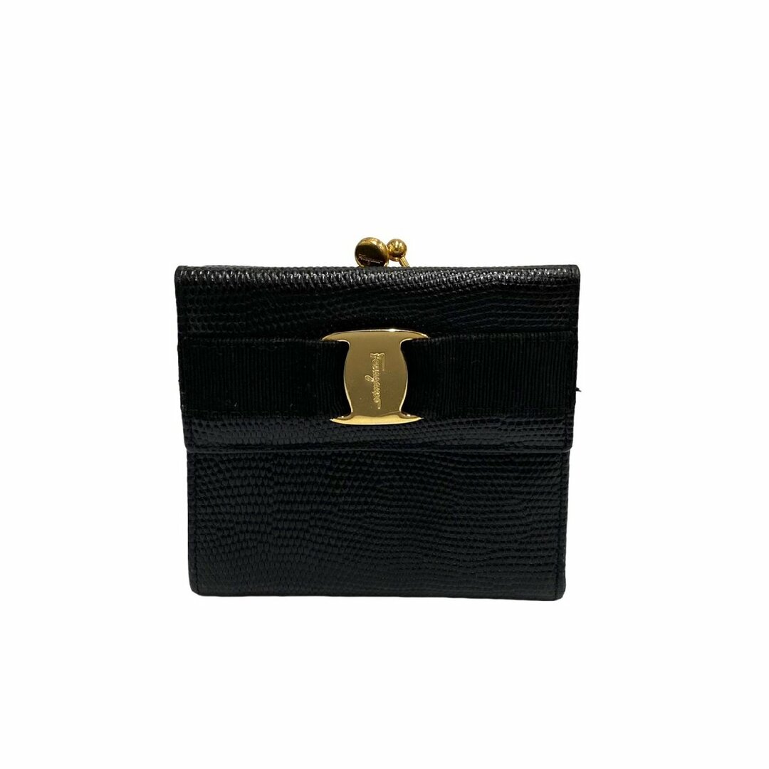 美品 Salvatore Ferragamo フェラガモ ヴァラリボン 金具 レザー 本革 ...