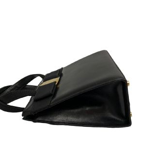 極 美品 Salvatore Ferragamo フェラガモ ヴァラリボン 金具 レザー 本革 ミニ ショルダーバッグ ポシェット ブラック 黒 19188