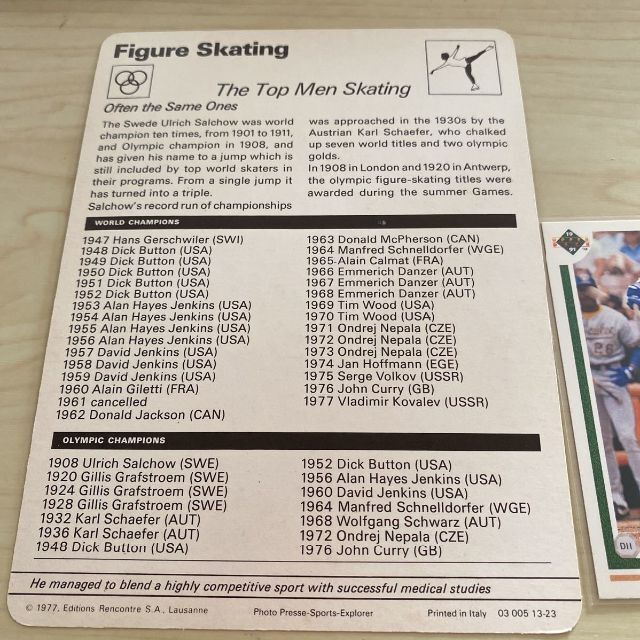 1977-78 SportsCasterCard Figure Skating  エンタメ/ホビーのトレーディングカード(その他)の商品写真