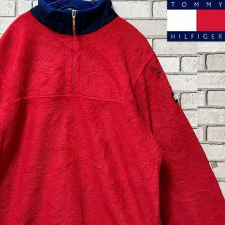 トミーヒルフィガー(TOMMY HILFIGER)のTOMMY HILFIGER フリース プルオーバー ロゴワッペン付き レッドS(その他)