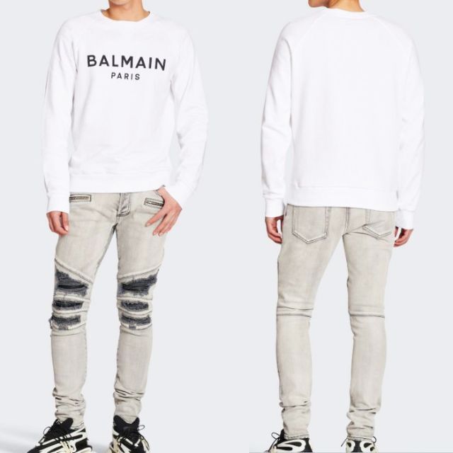 1 BALMAIN ホワイト スウェット トレーナー size L