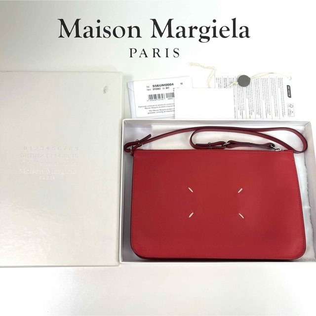 レディースMaison Margiela レザー ハンドバッグ　ポーチ レッド色