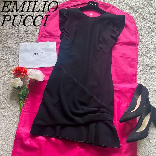 【美品】EMILIO PUCCI レースドッキングワンピース パープル 膝丈