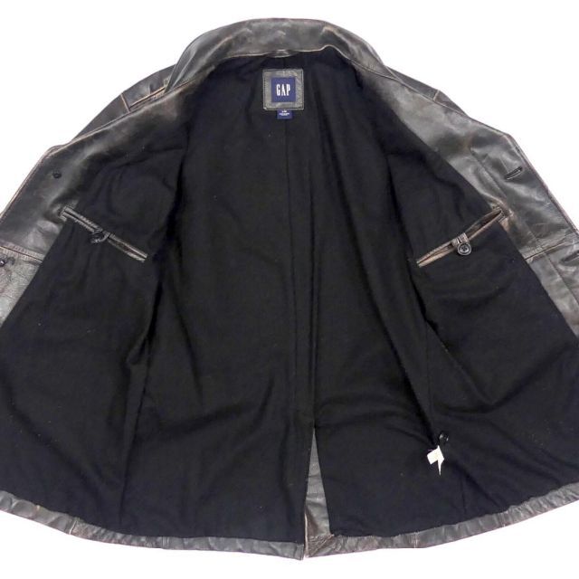 GAP レザーコート 本革 ギャップ L メンズ ロングコート TN1479 最新作