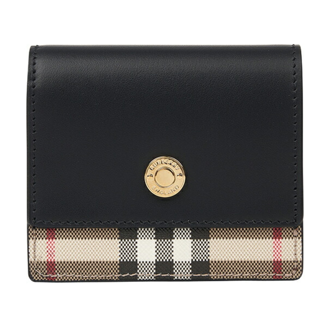 BURBERRY(バーバリー)の新品 バーバリー BURBERRY 2つ折り財布 スモール フォールディングウォレット ブラック/ベージュ レディースのファッション小物(財布)の商品写真