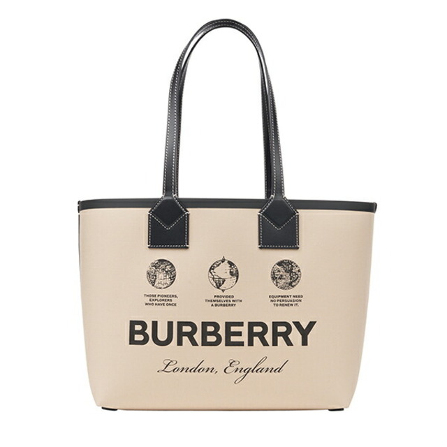 新品 バーバリー BURBERRY トートバッグ コットン&レザー スモール ロンドン トートバッグ ベージュ/ブラック | フリマアプリ ラクマ