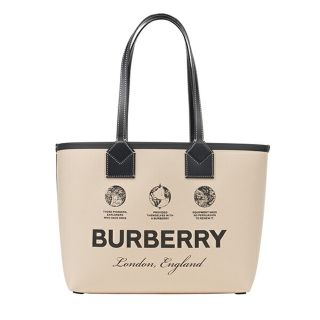 バーバリー(BURBERRY)の新品 バーバリー BURBERRY トートバッグ コットン&レザー スモール ロンドン トートバッグ ベージュ/ブラック(トートバッグ)