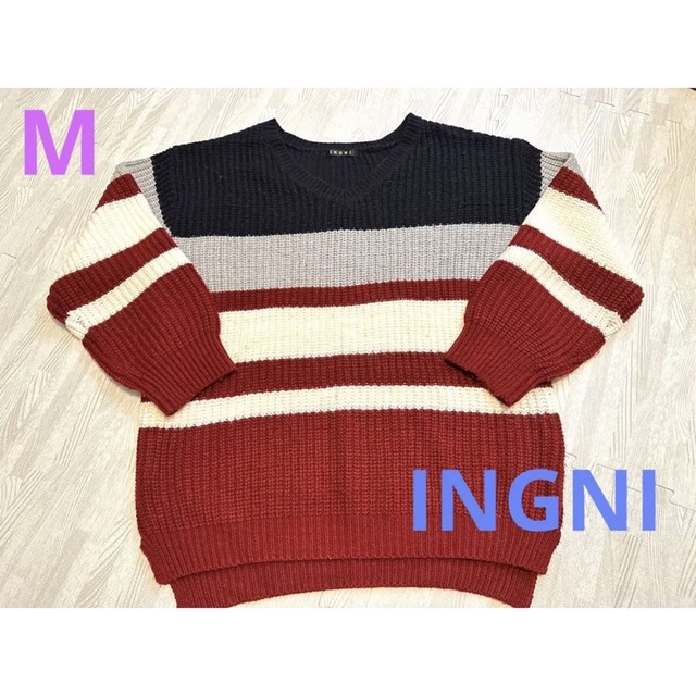 INGNI(イング)の【イング】ボーダー編み上げセーター レディースのトップス(ニット/セーター)の商品写真