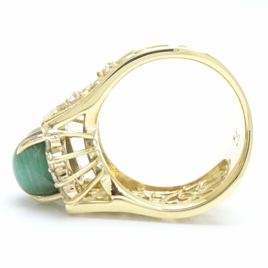 水野薫子 KAOLUCO リング 指輪 トルマリンキャッツアイ3.18ct ダイヤモンド0.39ct 12号 K18YG イエローゴールド / 199134【BJ】