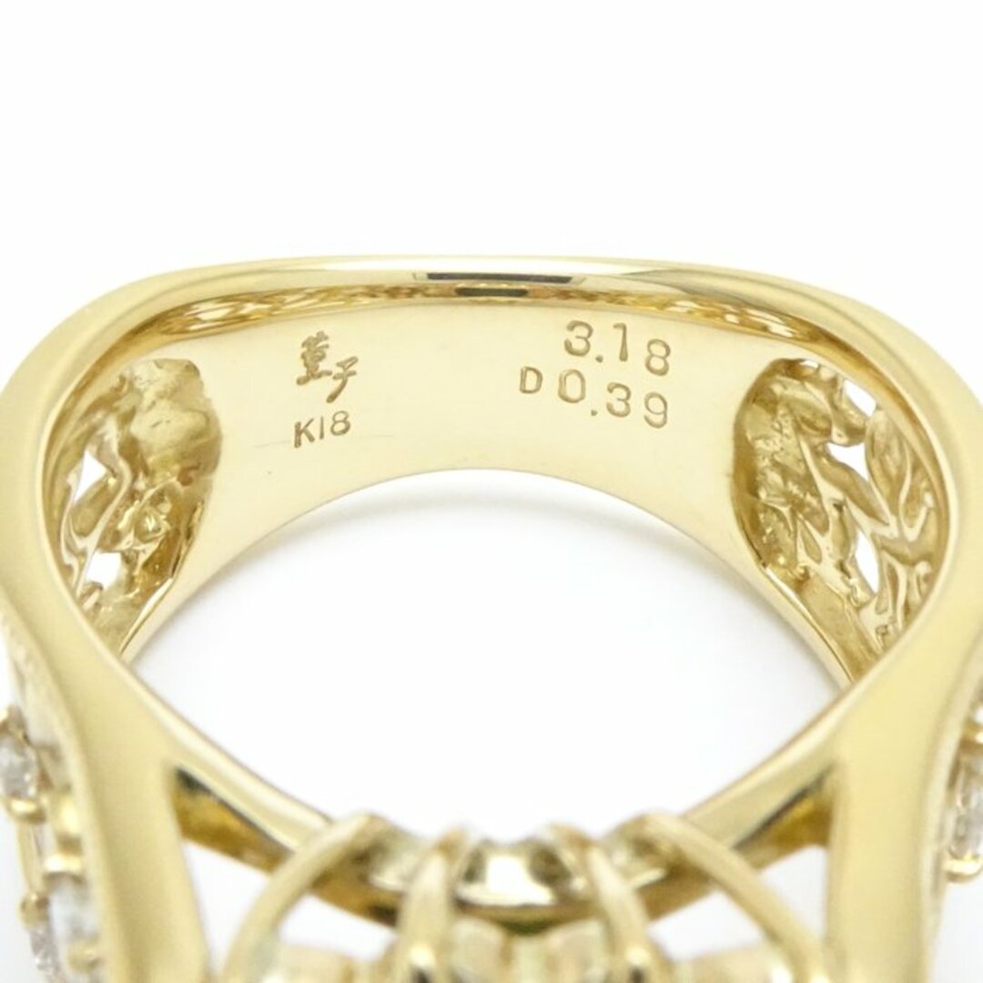 水野薫子 KAOLUCO リング 指輪 トルマリンキャッツアイ3.18ct ダイヤモンド0.39ct 12号 K18YG イエローゴールド / 199134【BJ】