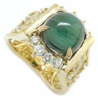 水野薫子 KAOLUCO リング 指輪 トルマリンキャッツアイ3.18ct ダイヤモンド0.39ct 12号 K18YG イエローゴールド / 199134【BJ】