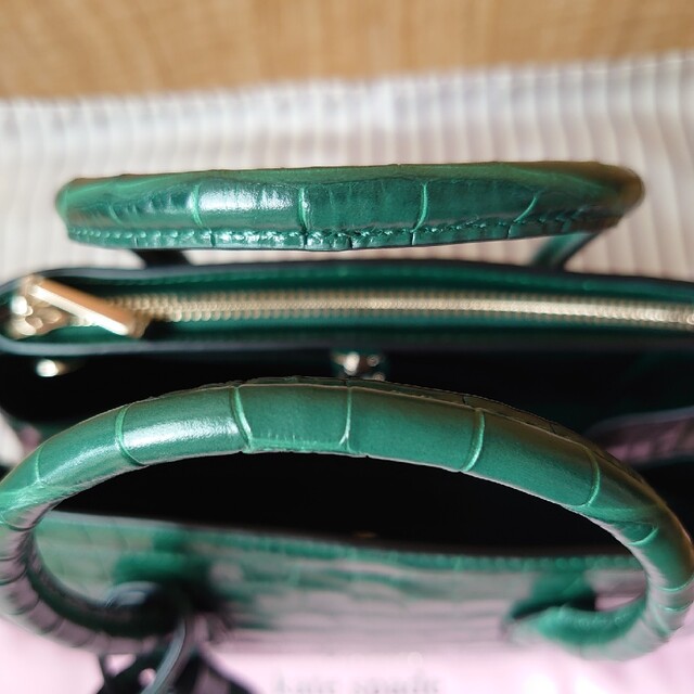 kate spade【新品】ノット クロコエンボス ミディアム サッチェル 緑系-