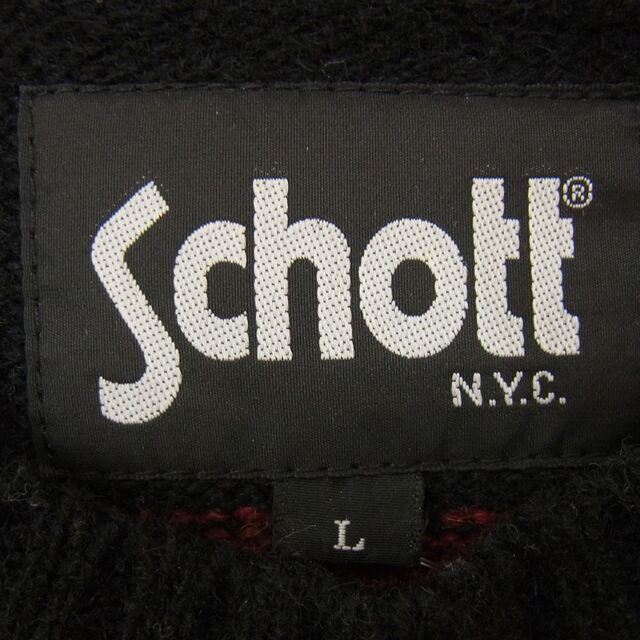 schott(ショット)のschott ショット 3154006 ウール クルーネック ボーダー ニット レッド系 L【中古】 メンズのトップス(ニット/セーター)の商品写真