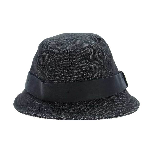 GUCCI グッチ 帽子 GGキャンバス ジャガード レザーリボン ロゴ