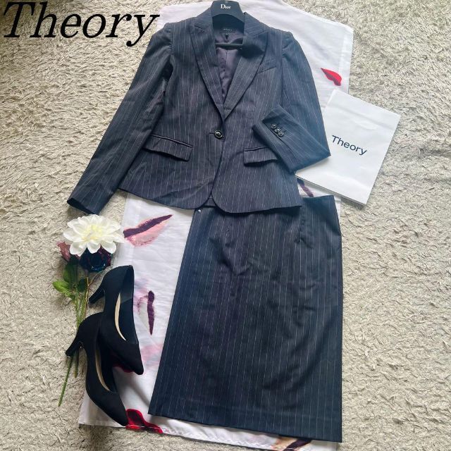 theory - 【美品】Theory スカートスーツ グレー 0 シングルボタン