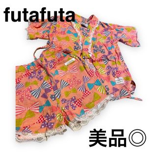 フタフタ(futafuta)のフタフタ　甚平　リボン柄　90 美品(甚平/浴衣)