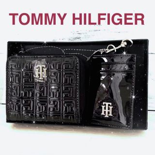 トミーヒルフィガー(TOMMY HILFIGER)の新品 トミーヒルフィガー 折り財布サイフ IDカードケース ネックストラップ 黒(財布)