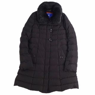 ブラックコムデギャルソン(BLACK COMME des GARCONS)の美品 ブルーレーベル クレストブリッジ BLUE LABEL CRESTBRIDGE コート ダウンコート ラビットファー 裏チェック アウター レディース 38(M相当) ブラック(その他)