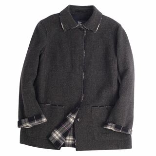 バーバリー(BURBERRY)の美品 バーバリー ロンドン BURBERRY LONDON コート ステンカラーコート バルマカーンコート 裏チェック ウール カシミヤ アウター レディース 11(M相当) ダークグレー(その他)