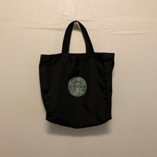 スターバックス(Starbucks)の【レア旧ロゴ】スターバックス　トートバッグ　黒　2000年　日本進出時(エコバッグ)