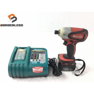 マキタ(Makita)の☆中古品☆ makita マキタ 14.4V 充電式インパクトドライバ TD131D 赤/レッド バッテリー1個(14.4V3.0Ah)付き 充電器付き 電動工具 68054(工具)