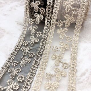 1362★刺繍 レース りぼん リボン 素材 手芸 1m(各種パーツ)