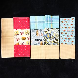 ミニオン(ミニオン)の【ハンドメイド】  給食  ナフキン  ランチクロス  3枚組  リバーシブル(ランチボックス巾着)