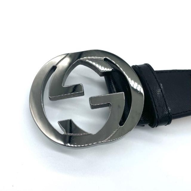 美品 GUCCI グッチ ベルト GG インターロッキングG 黒 ブラック 総柄