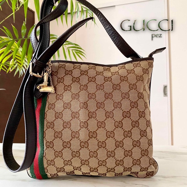 Gucci(グッチ)の極美品 グッチ GG シェリーライン レザーショルダーバッグ レディースのバッグ(ショルダーバッグ)の商品写真