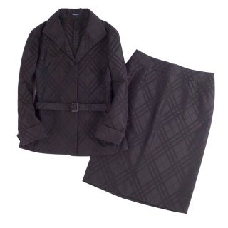 バーバリー(BURBERRY)のバーバリー ロンドン BURBERRY LONDON セットアップ スカートスーツ チェック コットン ジャケット スカート レディース 42(L相当) ブラック(スーツ)