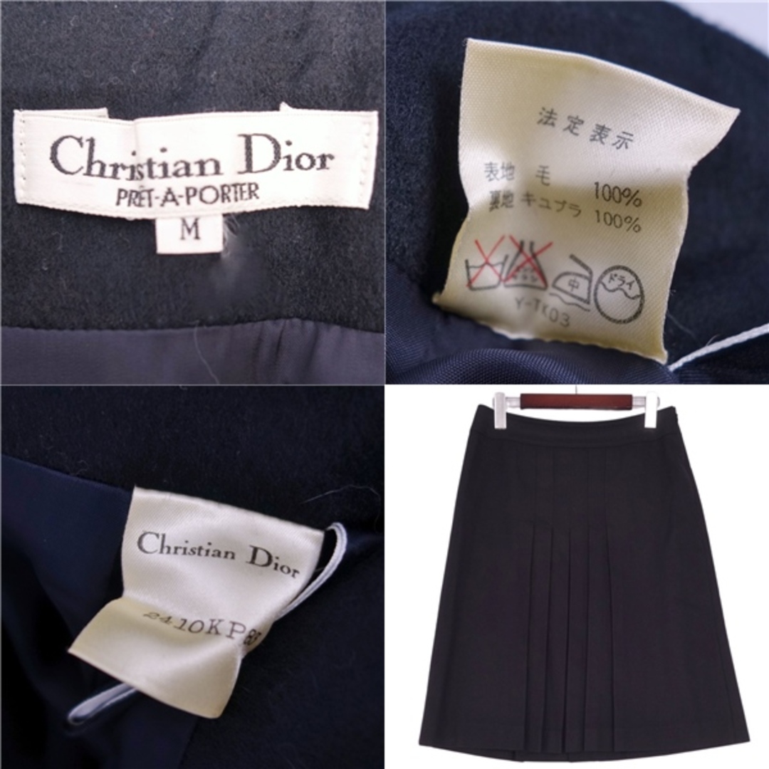 美品 Vintage クリスチャンディオール Christian Dior PRETAPORTER スカート プリーツスカート ウール M ブラック 4