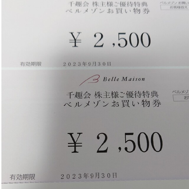 ベルメゾン(ベルメゾン)の5000円分 千趣会ベルメゾン株主優待券 チケットの優待券/割引券(ショッピング)の商品写真