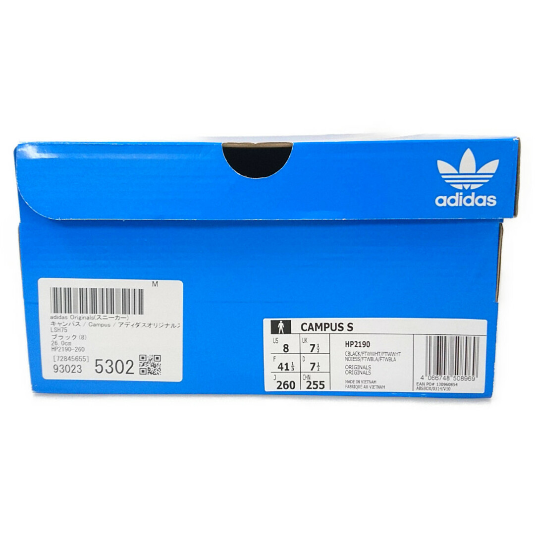 ADIDAS アディダス 品番 HP2190 CAMPUS 復刻 キャンパス シュプリーム シューズ ブラック サイズUS8=26cm 正規品 / 30268