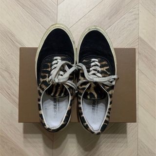 バーバリー(BURBERRY)のBURBERRYLOW TOP SNEAKERレオパード切替ロートップスニーカー(スニーカー)