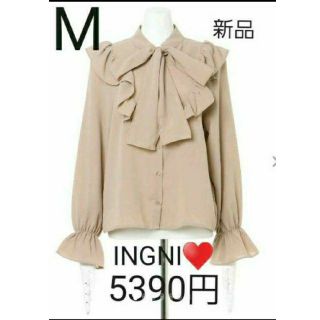 イング(INGNI)の新品　5390円　人気　ピンク　INGNI　ボウタイフリル／ブラウス(シャツ/ブラウス(長袖/七分))