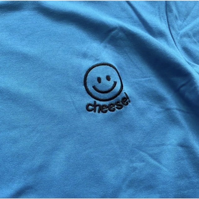 レディース メンズ 半袖 Tシャツ 青 韓国 スマイル ペア おそろい 刺繍 M レディースのトップス(Tシャツ(半袖/袖なし))の商品写真