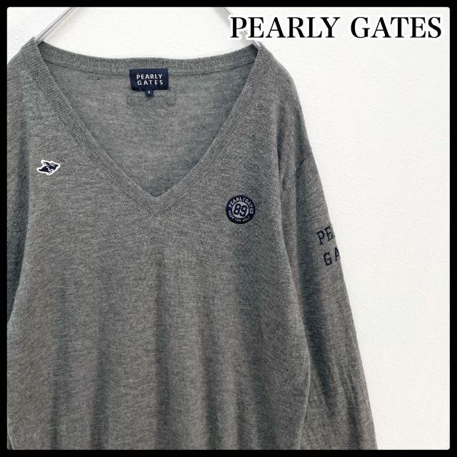 PEARLY GATES(パーリーゲイツ)の【ビッグサイズ】パーリーゲイツ ワッペン ワンポイントロゴ ニットセーター 6 メンズのトップス(ニット/セーター)の商品写真