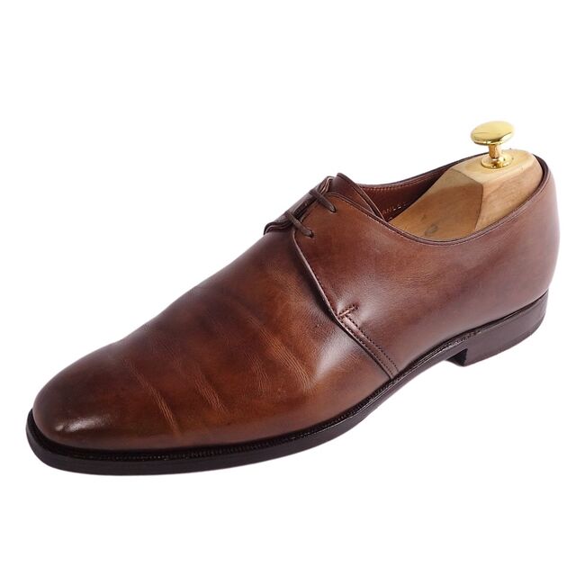 約10cm美品 クロケット&ジョーンズ Crockett&Jones レザーシューズ ダービーシューズ STANLEY スタンレー プレーントゥ カーフレザー 革靴 メンズ 6.5E(25cm相当) ブラウン