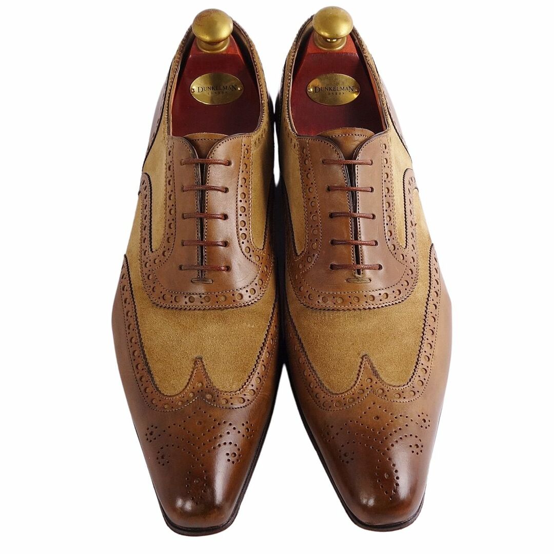 美品 サントーニ Santoni レザーシューズ オックスフォードシューズ フルブローグ カーフレザー スウェードレザー 革靴 メンズ 8.5(27.5cm相当) ブラウン