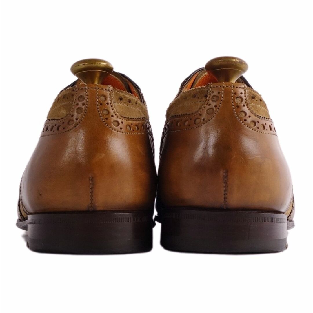 美品 サントーニ Santoni レザーシューズ オックスフォードシューズ フルブローグ カーフレザー スウェードレザー 革靴 メンズ 8.5(27.5cm相当) ブラウン