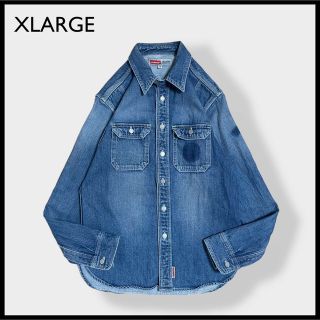 エクストララージ(XLARGE)の【XLARGE】日本製 デニムシャツ タックボタン ドッグイヤーカラー US古着(シャツ)