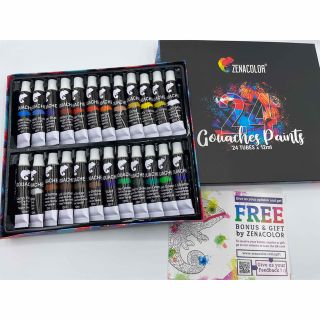 Zenacolor 24色 アクリル絵の具セット 12mLX24個(絵の具/ポスターカラー)