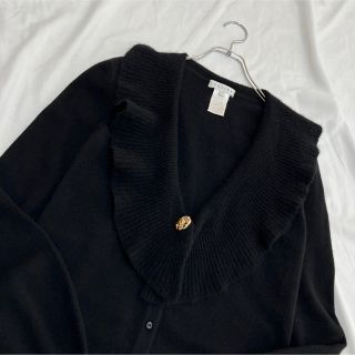 CELINE セリーヌ カシミヤ フリルカラー ニットカーディガン 装飾ボタン-