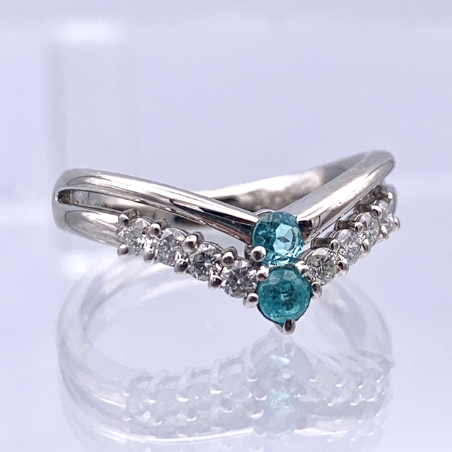 極美品 PT900 0.17ct パライバトルマリン 0.23 ダイヤ リング | www